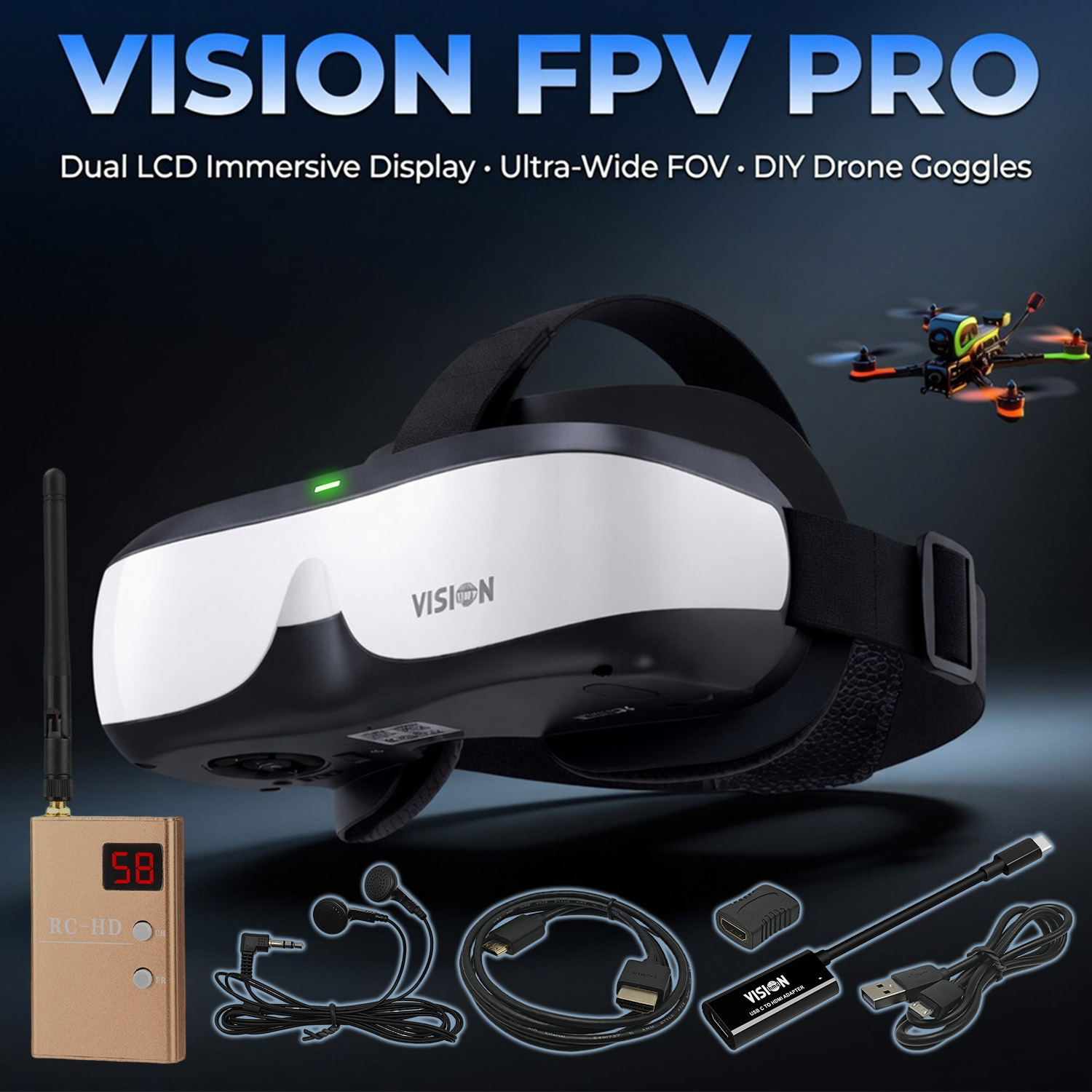 Fpv Drone Goggles - Очки FPV, накладные на голову, аналоговый