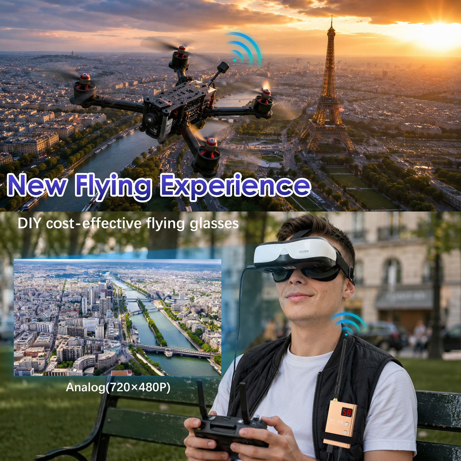 Очки FPV, накладные на голову, – обзор и цена Fpv Drone Goggles